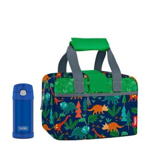 Lunch Duffle With 12oz FUNtainer  Solid Bottle Woodland Dino
